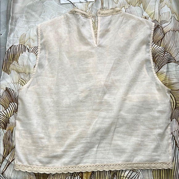 NWT Zara Beige and White Lace Sleeveless Top Size M - Picture 6 of 7